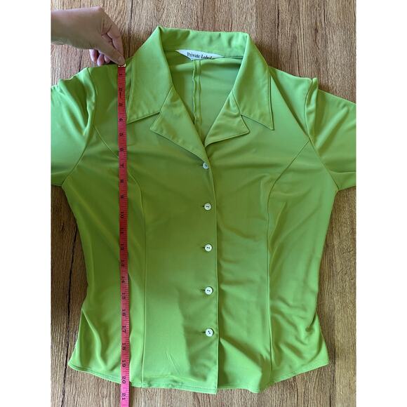 Private Label Lime Green Button Up Blouse Size Small - Picture 3 of 5